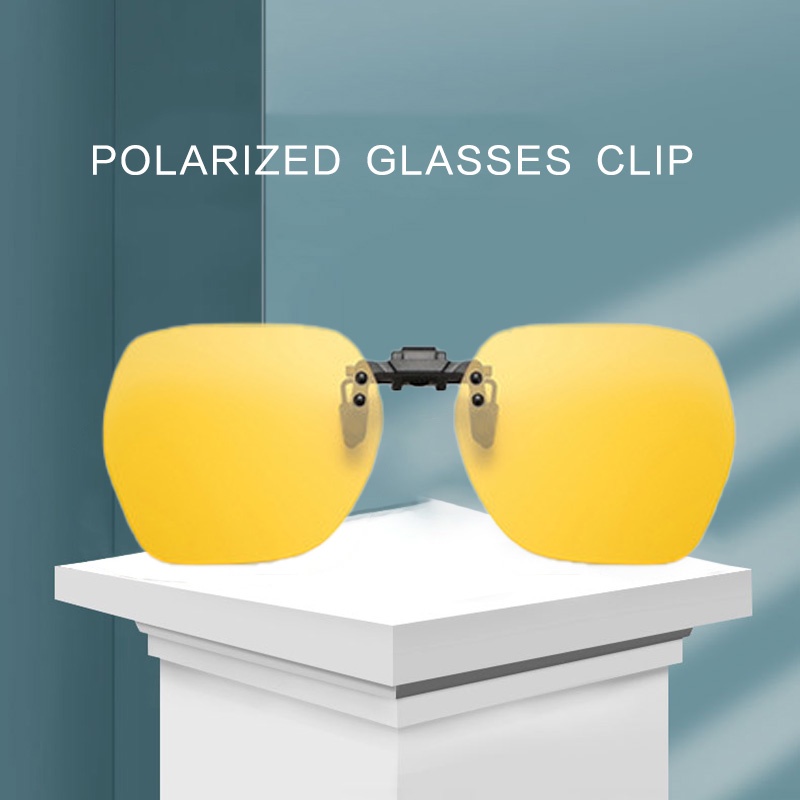 Polarized Polygon Glasses Clips Yellow Lenses For Night Driving