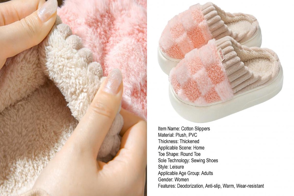 HH Antiskid Slippers Cozy Winter Cotton Slippers with Antiskid Sole