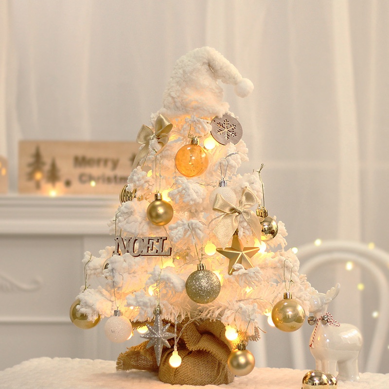 YOULITE New Decoration Flocking Mini Christmas Tree Package LED Desktop ...