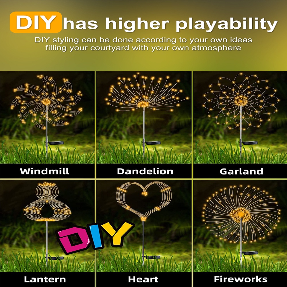 Solar Fireworks LED Garden Lights Outdoor Waterproof LED Firework Lamps ...