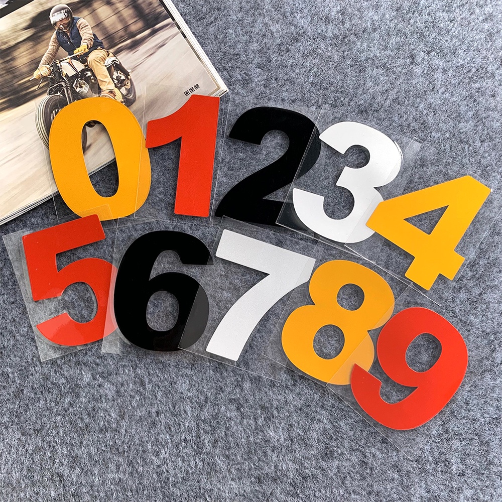 Reflective Number Stickers Motorcycle Motor Bike Scooter Stickers ...