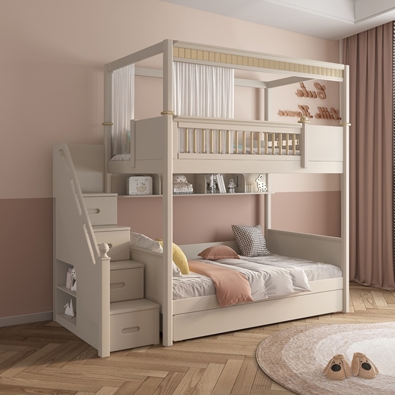 Children's bed with raised guardrails, double decker bed for upper and ...