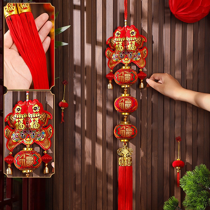 View of 2025 CNY New Year Hanging Ornament Red Lantern Decor Pendant Hanging ...