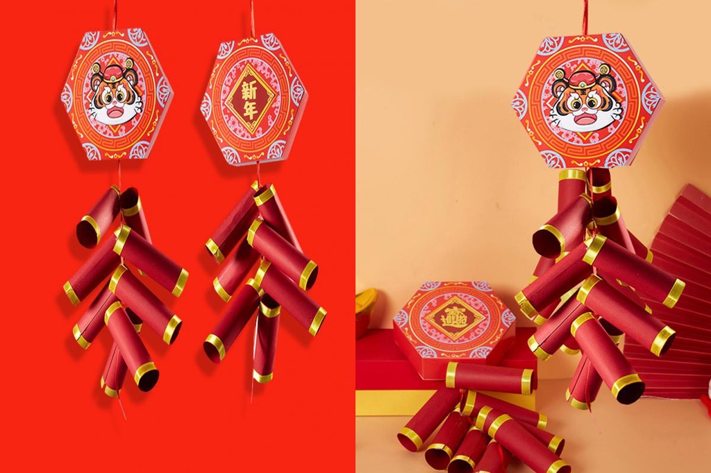 New Year Pendant Diy Paper Fire-cracker Ornaments Diy Chinese New Year ...