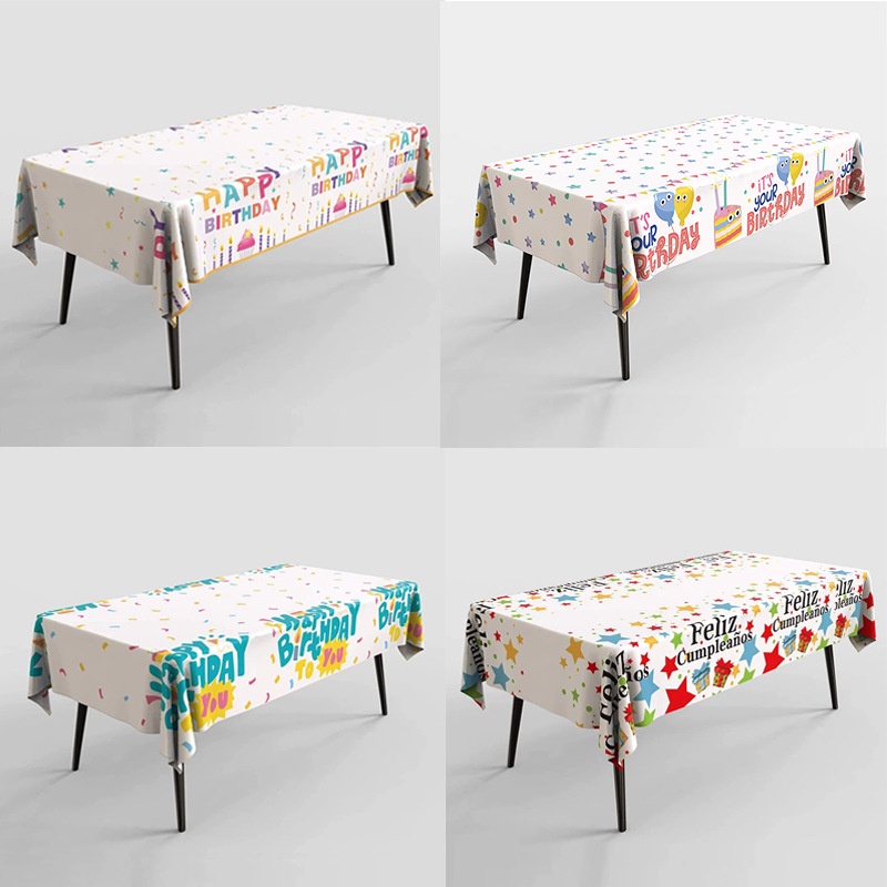 Happy Birthday Tablecloth Disposable PE Plastic Tablecloth Event Party