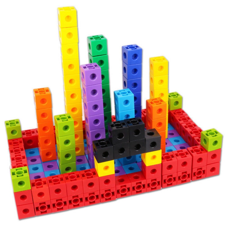 100Pcs/Set Square Cube Block for Kids Montessori Mathematics Linking ...