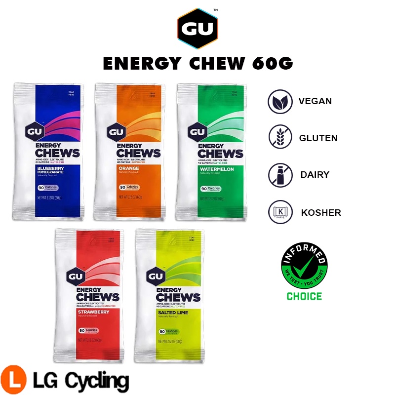 GU Energy Chew 60g Energy Gummies with Electrolytes Energy Chews for