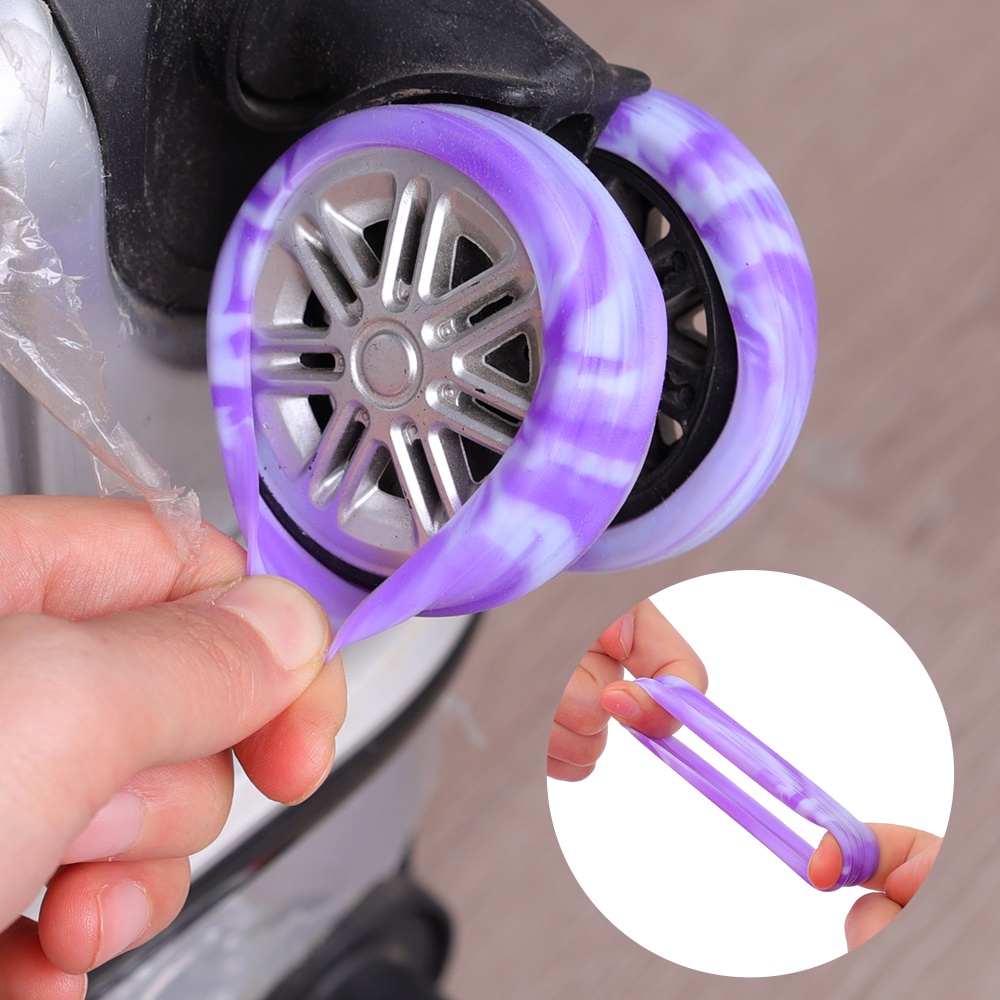 4Pcs/Set Suitcase Wheel Protection Case with Silent Sound Ravel Luggage ...