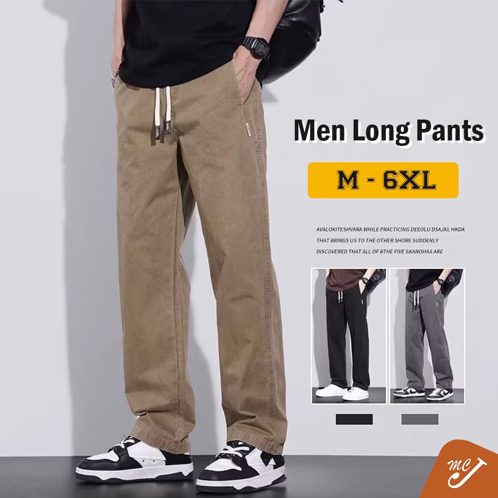 McJoden - LEO Men Long Pants Cotton Loose Straight Cut Baggy Cargo ...