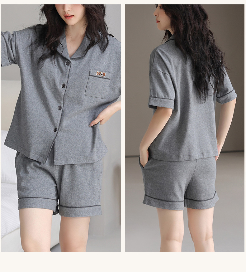100% Cotton Pajamas Women Padded Pyjamas Set Summer Lady Short sleeve ...