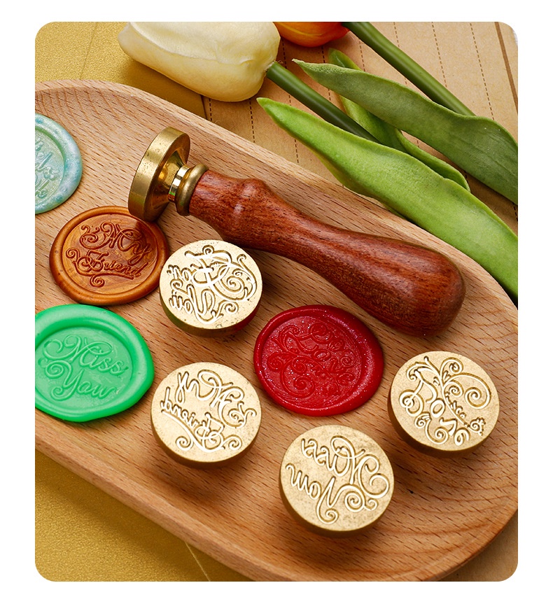 Blessing Words Sealing Wax Stamps for Wedding Birthday (Stamp+Wooden ...