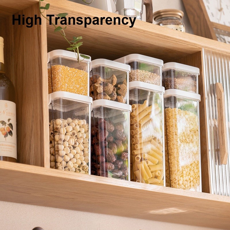 White Cover Stackable Airtight Kitchen Food Storage Container ...