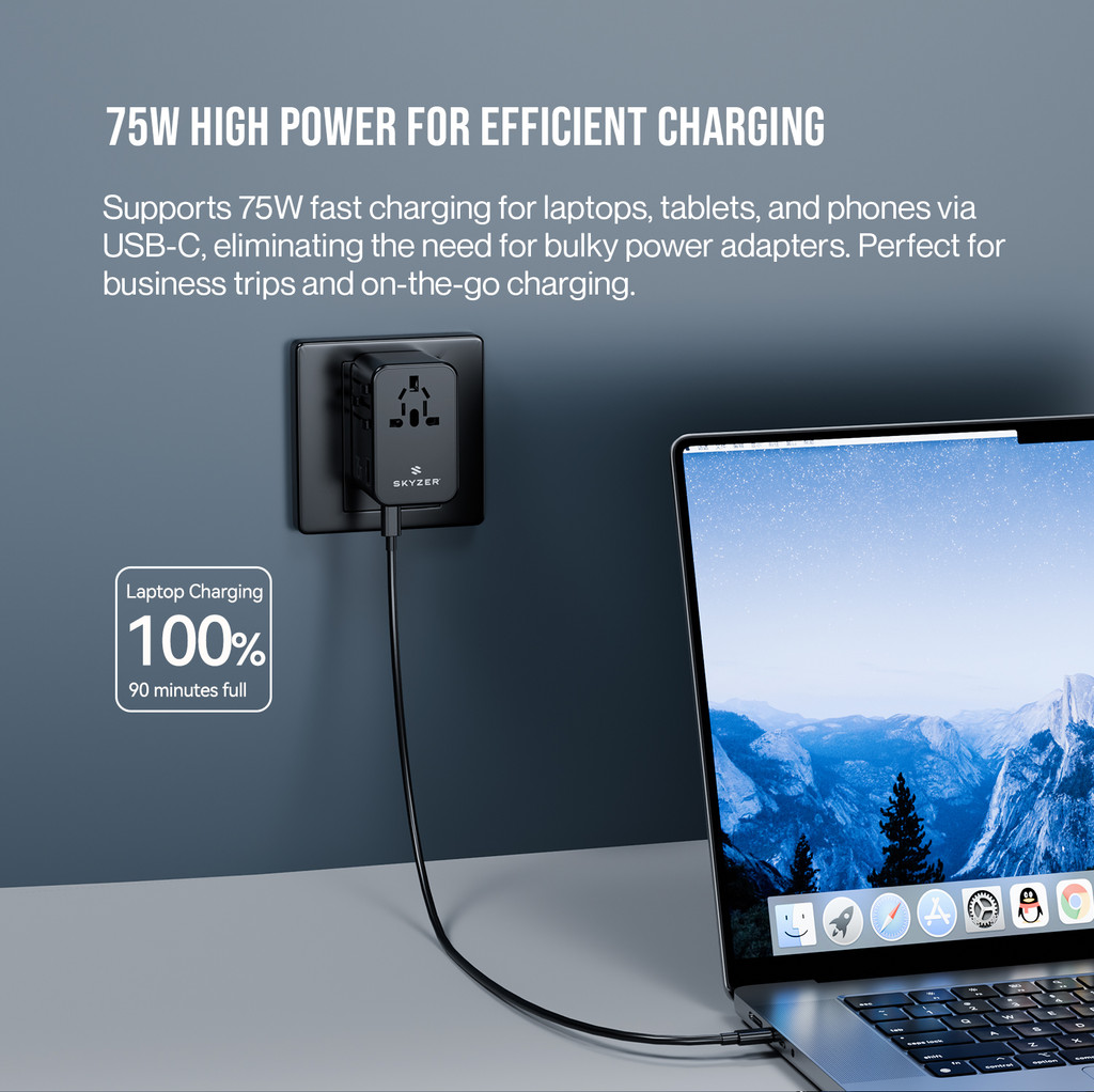 Skyzer PD162 SpeedMax 75W Fast Charging Travel Adapter | Shopee Singapore