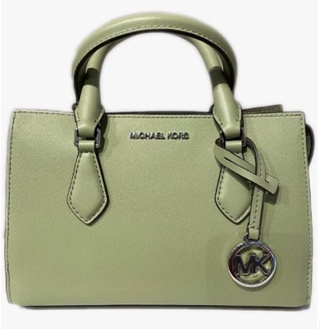 Michael Kors Cora Leather Mini Zip Pouchette Bag Light Sage