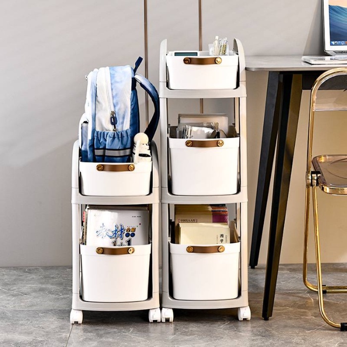Minimalist curve trolley rack with container storages • portable space ...