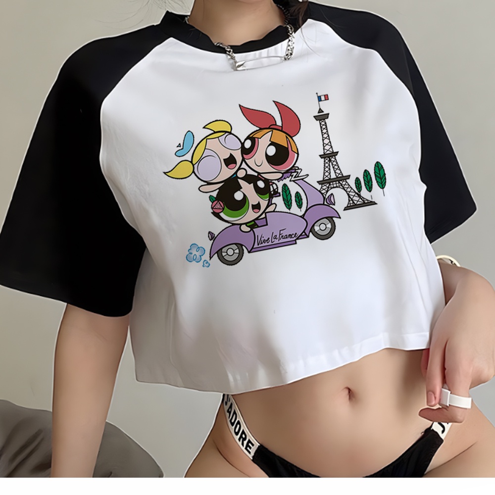 Powerpuff Girls goth 90s gothic crop top Female hippie streetwear cute ...