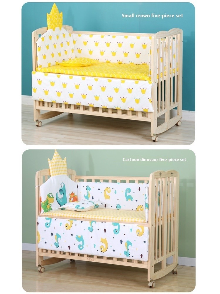 Solid Wood Baby Cot Multifunction Baby Bed Portable Baby Crib ...