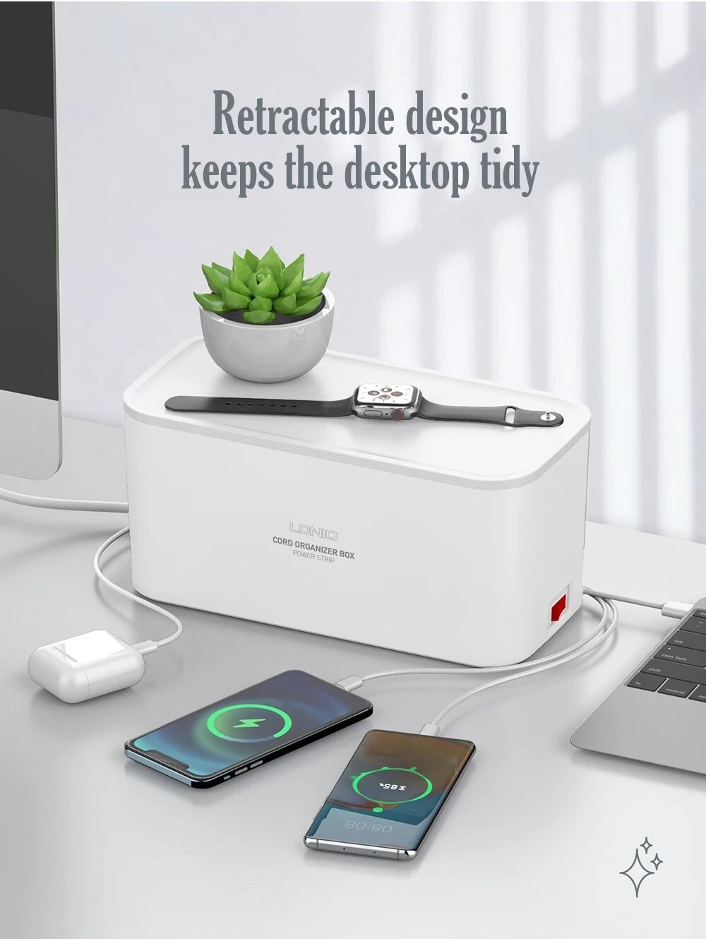 Power strip USB-C Power Extender and Cable Management Box Board 5 ...