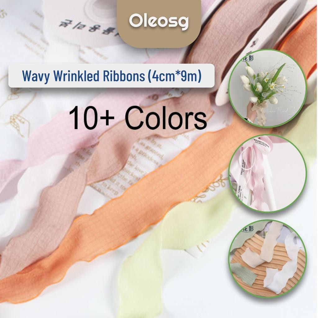 [SG Instock] 4cm*9m Wrinkled Ribbon Roll | Wavy Width For Gift Wrapping ...