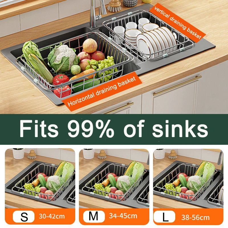 【SG STOCK】304 Stainless Steel Dish Drying Rack Adjustable Kitchen Sink ...