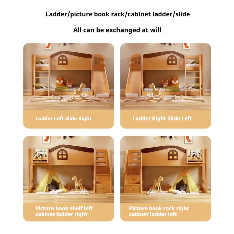 Solid Wood HDB Save Space Customizable Bunk Bed Multifunction Half ...