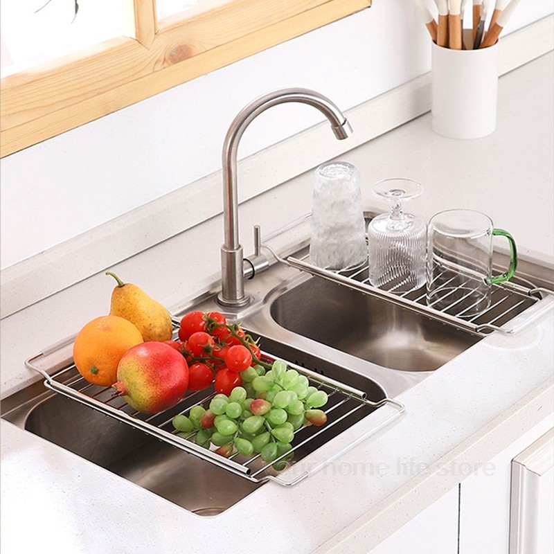 Drain Rack Expandable over the sink,304 Stainless Steel sink Rack,dish ...