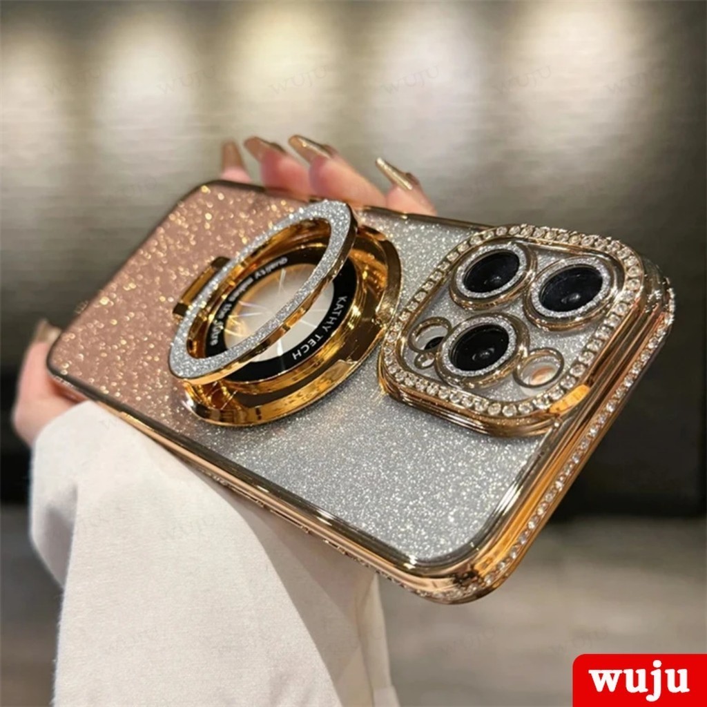 3 In 1 Luxury Bling Glitter Magnetic Oft Phone Cae For IPhone 16 Pro MAX 15 14 13 12 11 Pro - Foto 2