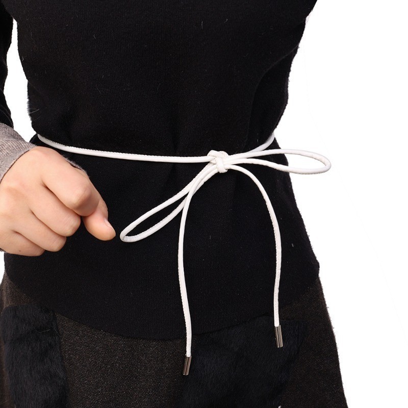 Non-hole Round Rope Belt - DIY Outfit Accessories - Waist Tighten - PU ...
