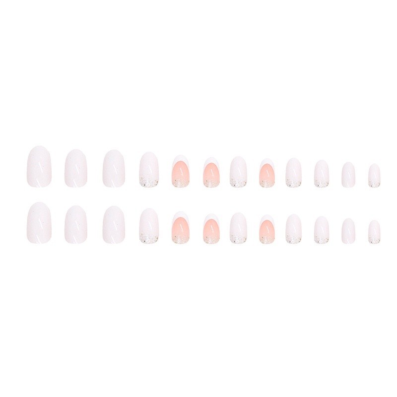 YKHMYB 24 pieces per box of fake nails simple round head pure want nail ...