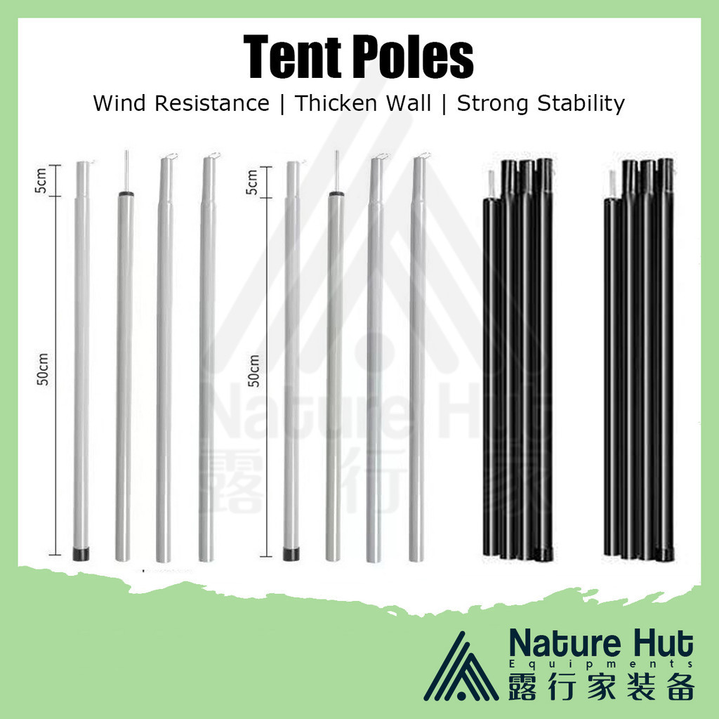 Camping Tent Pole Tarp Poles Flysheet Canopy Sunshade Awning Iron Rod ...