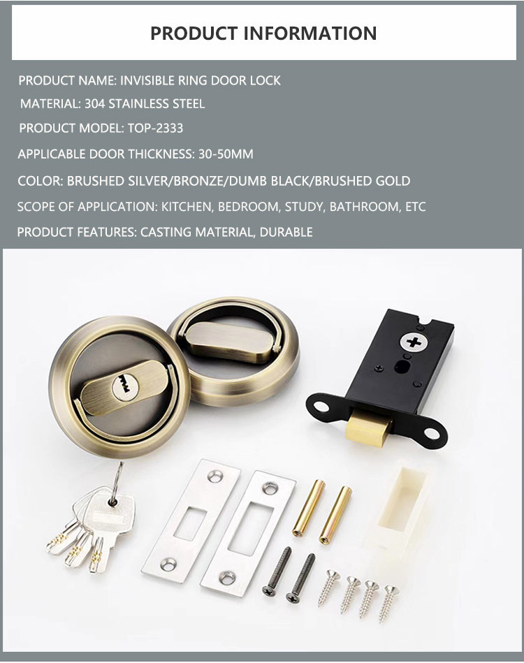 304 Stainless Steel Invisible Door Lock Bedroom Household Universal ...