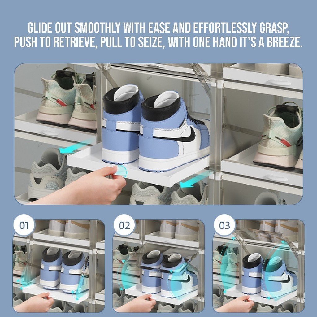 🇸🇬Koala Home🔥3PCS Sliding Shoe Box/Shoe Rack/Transparent Shoe Box ...