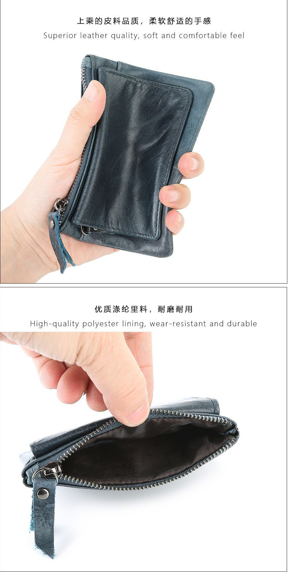CEXIKA Cute Short Mini Genuine Leather Wallet for Women Coin Zipper ...