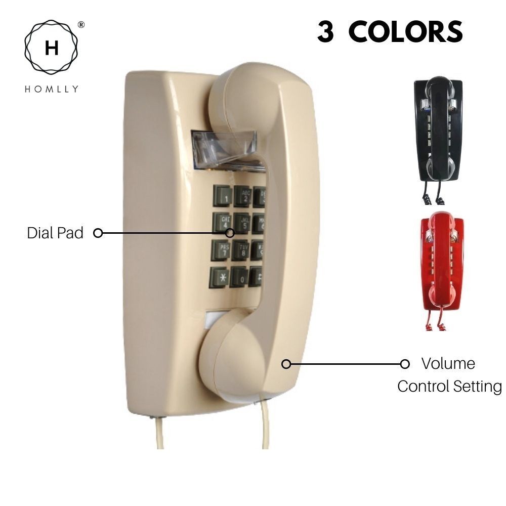 Vintage Retro Telephone - Corded Landline Desk Phone With UK & US Wires