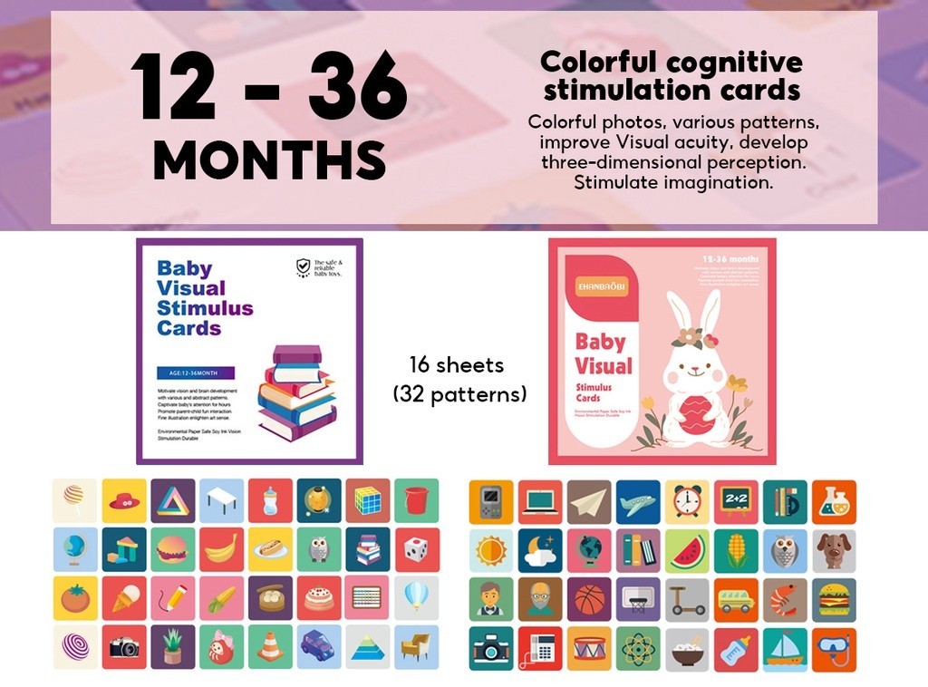 Baby flashcard High contrast visual stimulation cards Early learning ...