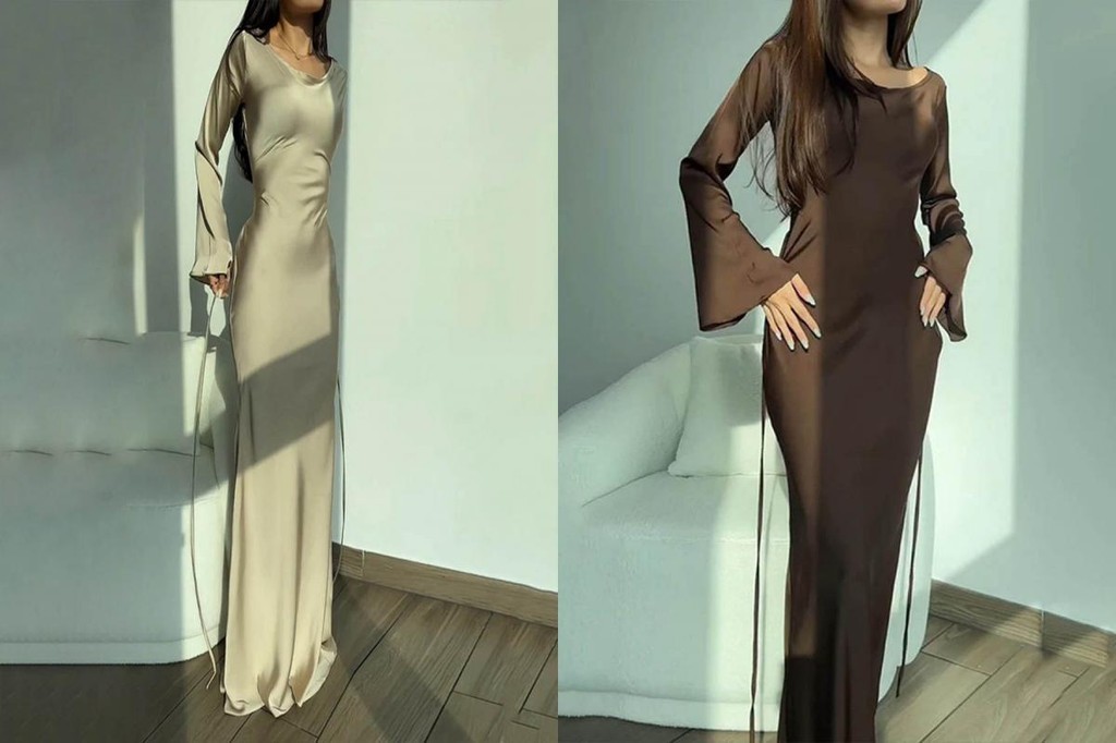 VOG* Soft Touch Women Dress Women Dress Elegant Satin Maxi Dress with ...