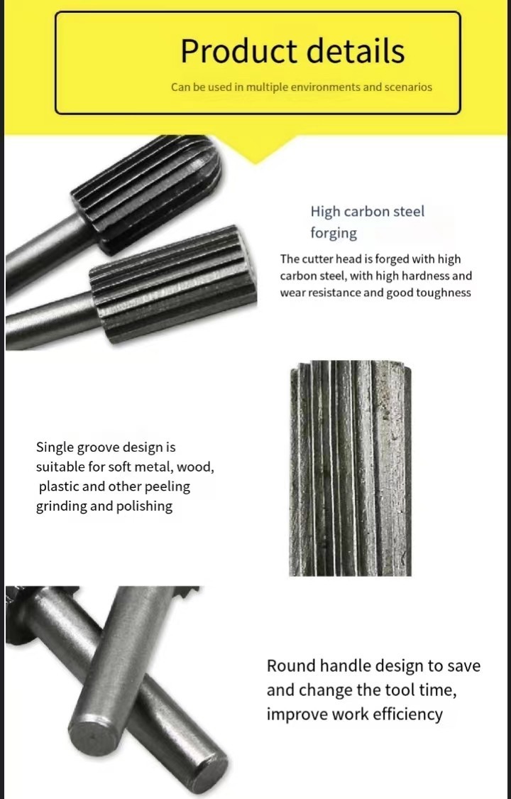 Set of 6 hardened high speed steel rotary files Rotary engraving rotary