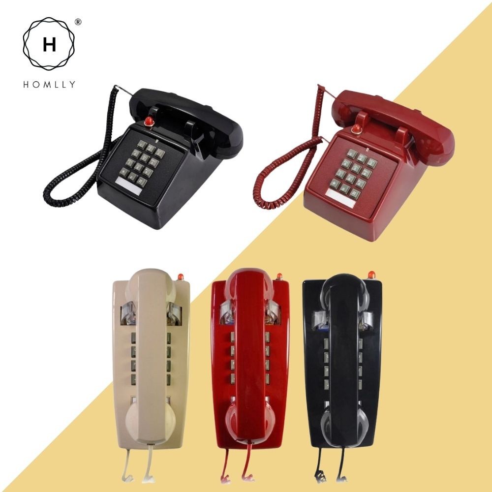Homlly Retro Vintage Home Dial Button Landlines Phone | Shopee Singapore
