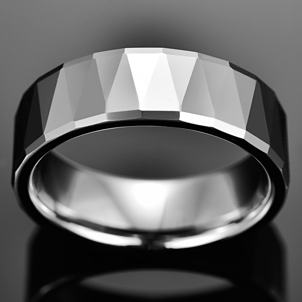 BONLAVIE 8mm Width 100% Real Tungsten Steel Ring Outer Surface ...