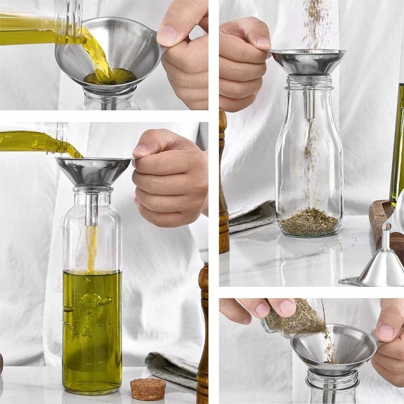 3Pcs/set Stainless Steel Funnel Portable Cone Funnel Pour Oil Wine ...
