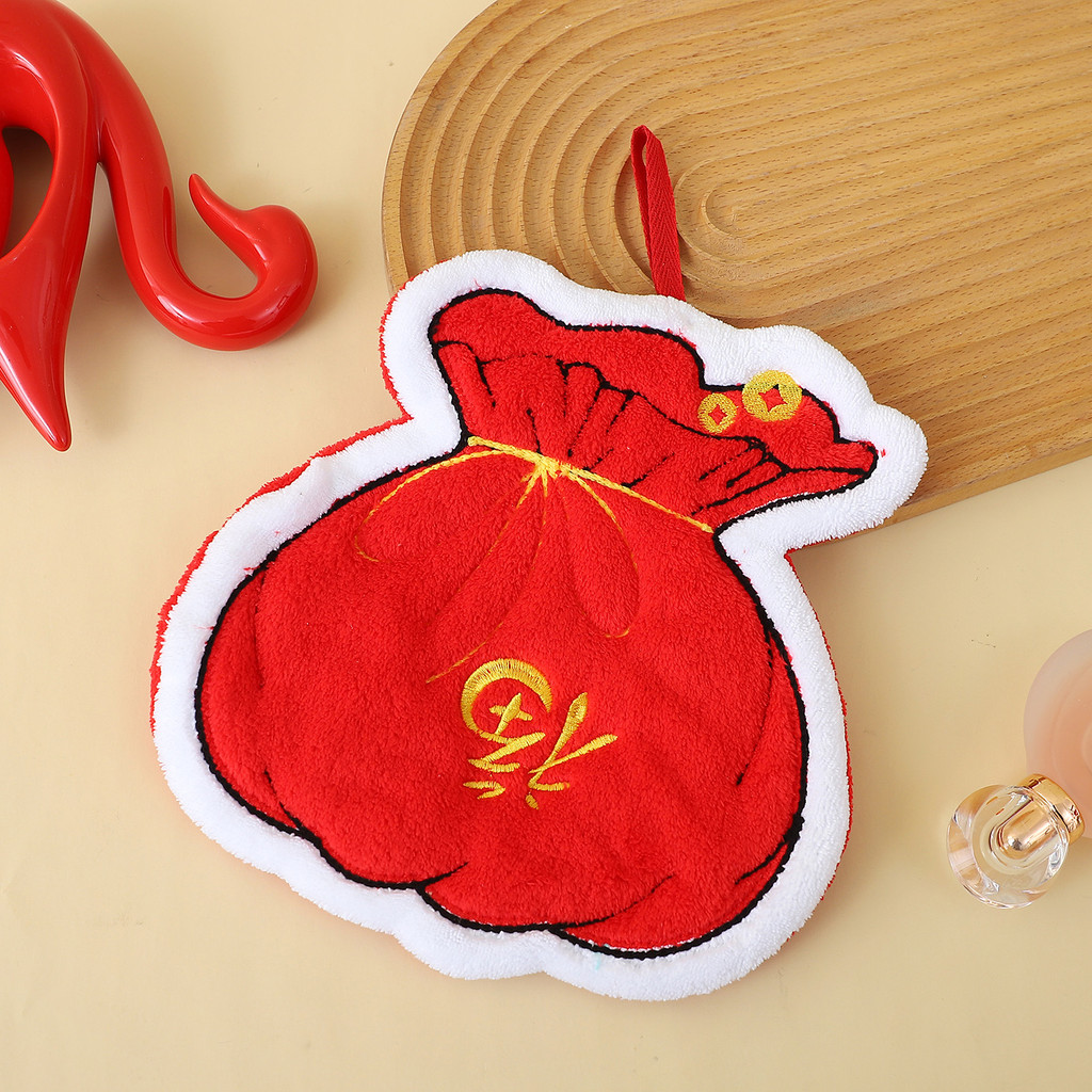 Festive Fortune Hand Towel Animal Year Hanging Wedding Red Cute Kitchen ...