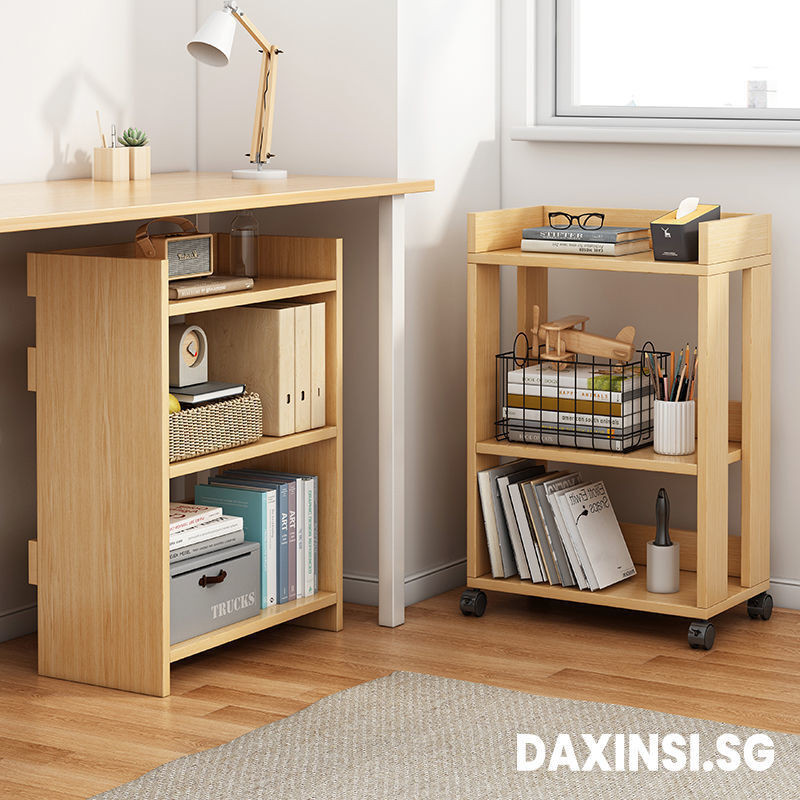 DAXINSI Small Bookshelf, Floor To Floor Movable Wheeled Simple Storage ...