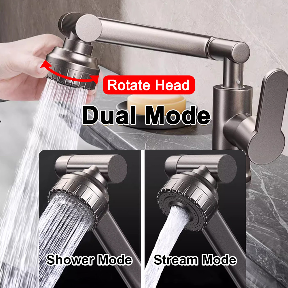 Borong365 Dual Mode Mechanical Rocker Arm Faucet Sink Faucet Basin Tap ...