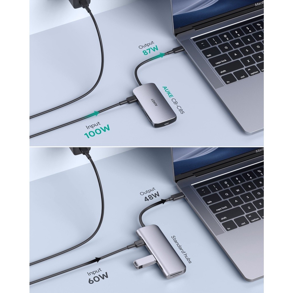AUKEY CB-C85 USB C Hub 8-Port w 4K HDMI, USB 3.0, USB2.0, 100W PD ...