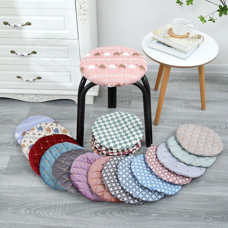 Decorative Fabric Stool Cover - Plush Cushioned Round Seat, 27-30cm ...