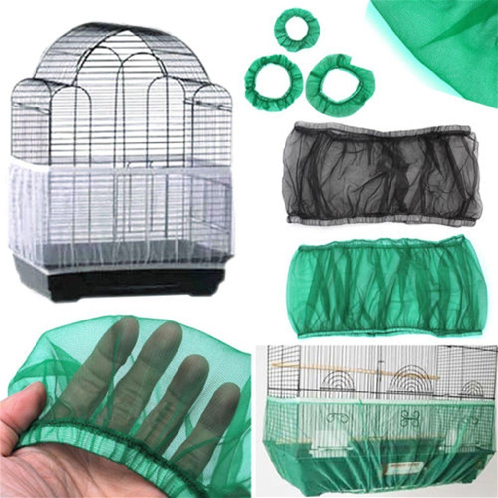 Universal Mesh Bird Cage Cover Shell Skirt Net Easy Cleaning Seed ...