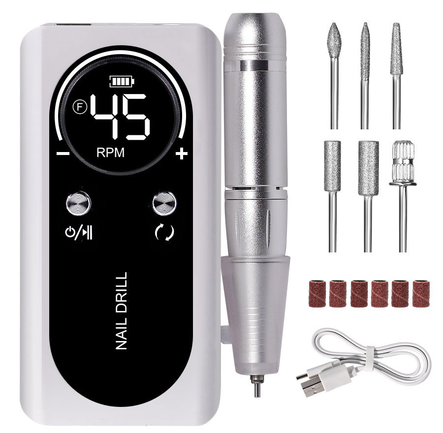 45000rpm Nail Drill Electric Portable Nail File Rechargeable Nail ...