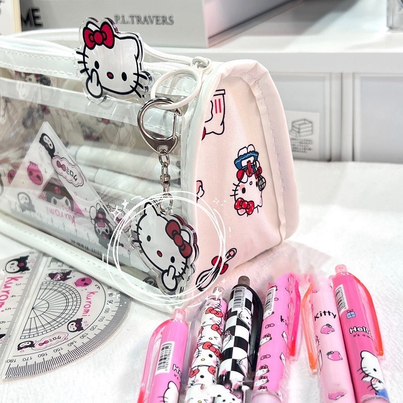 New Sanrio Cartoon Cute Translucent Hello Kitty Pochacco Pencil Bag Pvc ...