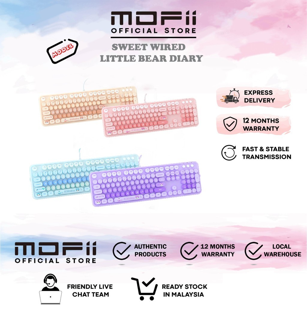 MOFII Sweet Wired Little Bear Diary Keyboard Best choice for Present PC ...