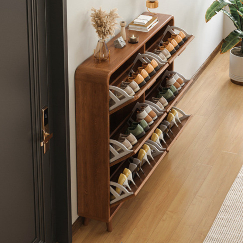 Shoe Cabinet Entryway Cabinet Ultra Thin Flip Bucket Solid Wood Shoes ...